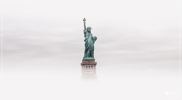 Statue of Liberty in clouds